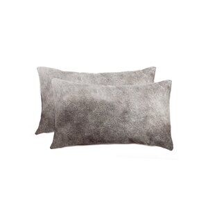 Natural Home Decor Torino Cowhide Pillow | 2-Piece | Grey | 12"x20"